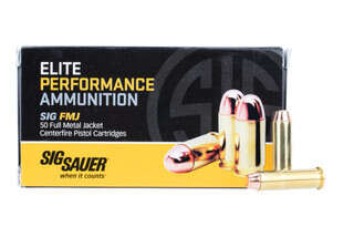 SIG Sauer 357 Magnum full metal jacket ammo features a 125 grain bullet